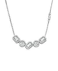 Michael Kors Rhodium Plated Sterling Silver Mixed Cut Halo Necklace