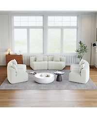 Streamdale Furniture Chenille curved sectional sofa with 6 pillows, modular semi-circular sofa for any room