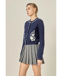 English Factory Women's Floral Embroidery Cardigan