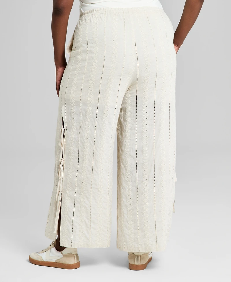 And Now This Trendy Plus Embroidered Wide-Leg Pants, Macy's Exclusive