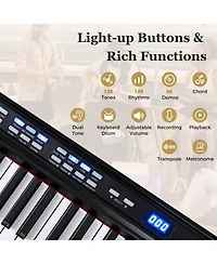Costway 88-Key Electric Piano Keyboard with Adjustable Stand Stool, Light-up Keys & Buttons