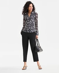 I.n.c. International Concepts Women's Long-Sleeve Printed Mesh Collared Top, Macy's Exclusive