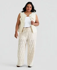 And Now This Trendy Plus Embellished Crochet Wide-Leg Pants, Macy's Exclusive