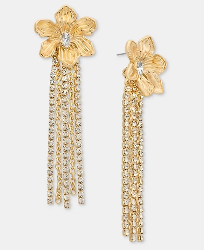I.n.c. International Concepts Crystal Flower & Fringe Linear Drop Earrings, Macy's Exclusive