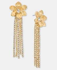 I.n.c. International Concepts Crystal Flower & Fringe Linear Drop Earrings, Macy's Exclusive
