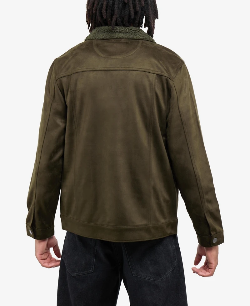 Xray Men's Faux Suede Jacket With Fur Collar