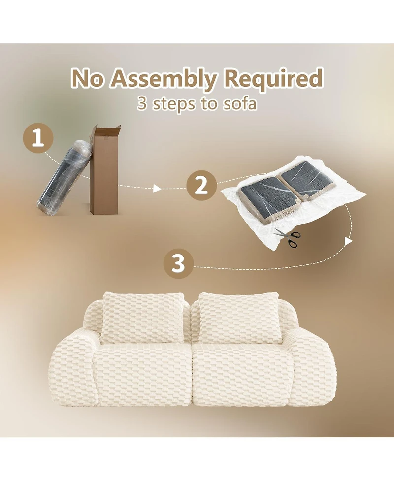 Streamdale Furniture 82" Modern Modular Sectional Sofa, Flannelette, Oversized 2-Seater Couch