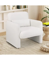 Costway Chenille Accent Chair with Removable Lumbar Pillow Thick Seat Cushion Backrest