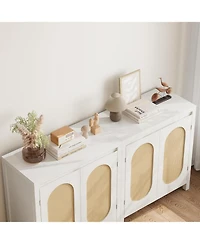 gaomon Rattan Buffet Sideboard Cabinet, Kitchen Storage Cabinet with Doors for Hallway
