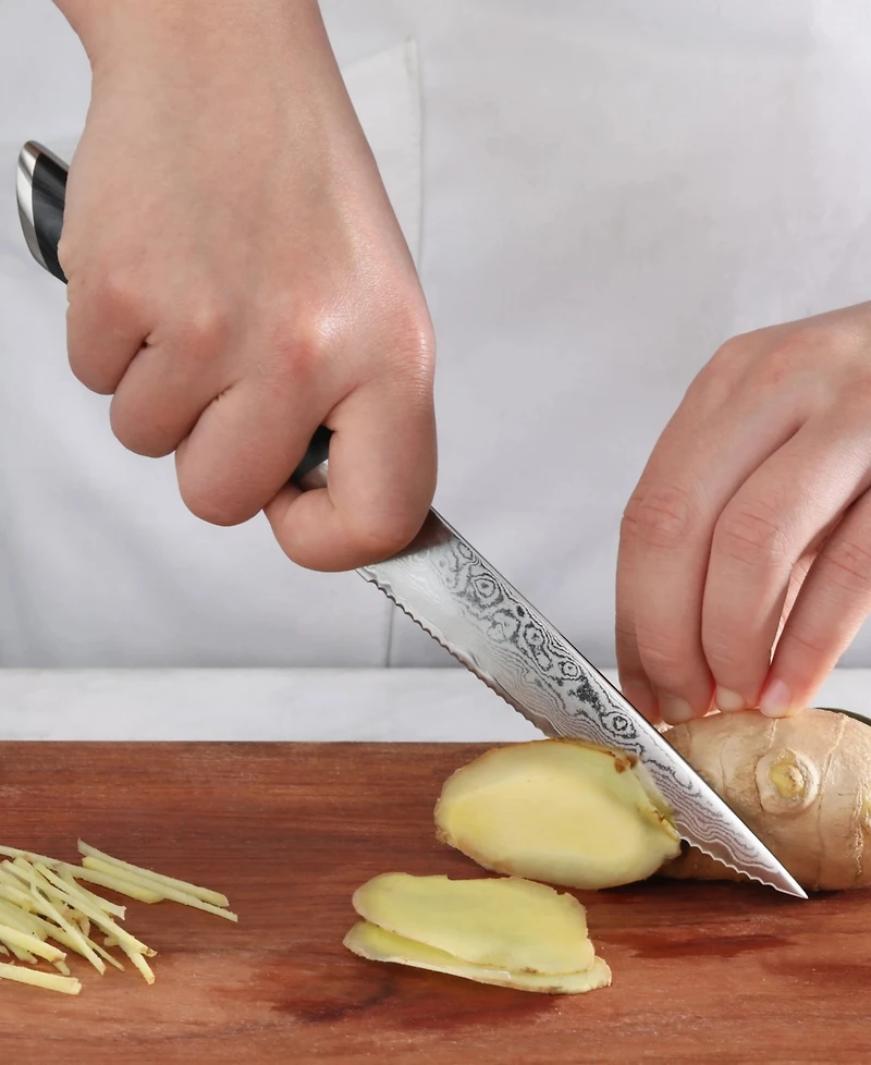 Cangshan Kuro Series Steel 5" Serrated Utility Knife with Sheath