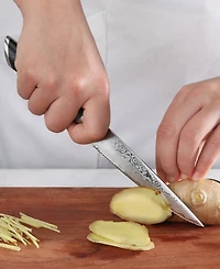 Cangshan Kuro Series Steel 5" Serrated Utility Knife with Sheath