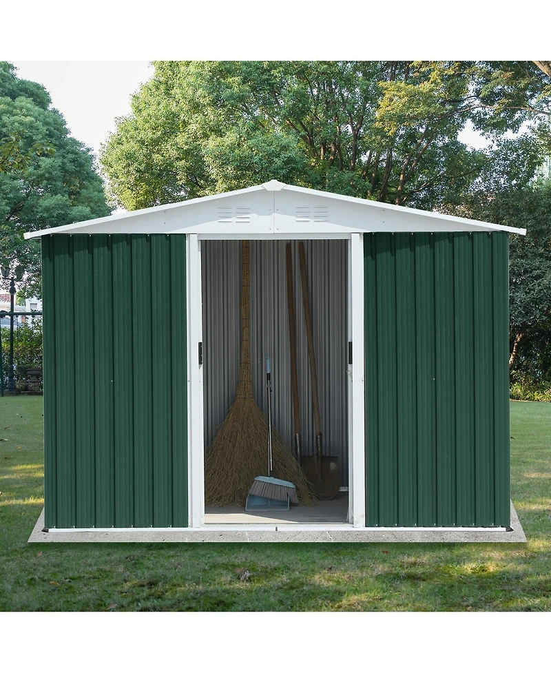 Mondawe 8FTx6FT Outdoor Storage Garden Bike Shed With Aluminum alloy frame and sliding door