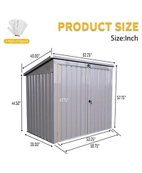 Mondawe 62"x40"x52"Stainless Galvanized Steel Bin Shed Stores 2 Trash Cans for Garbage Storage