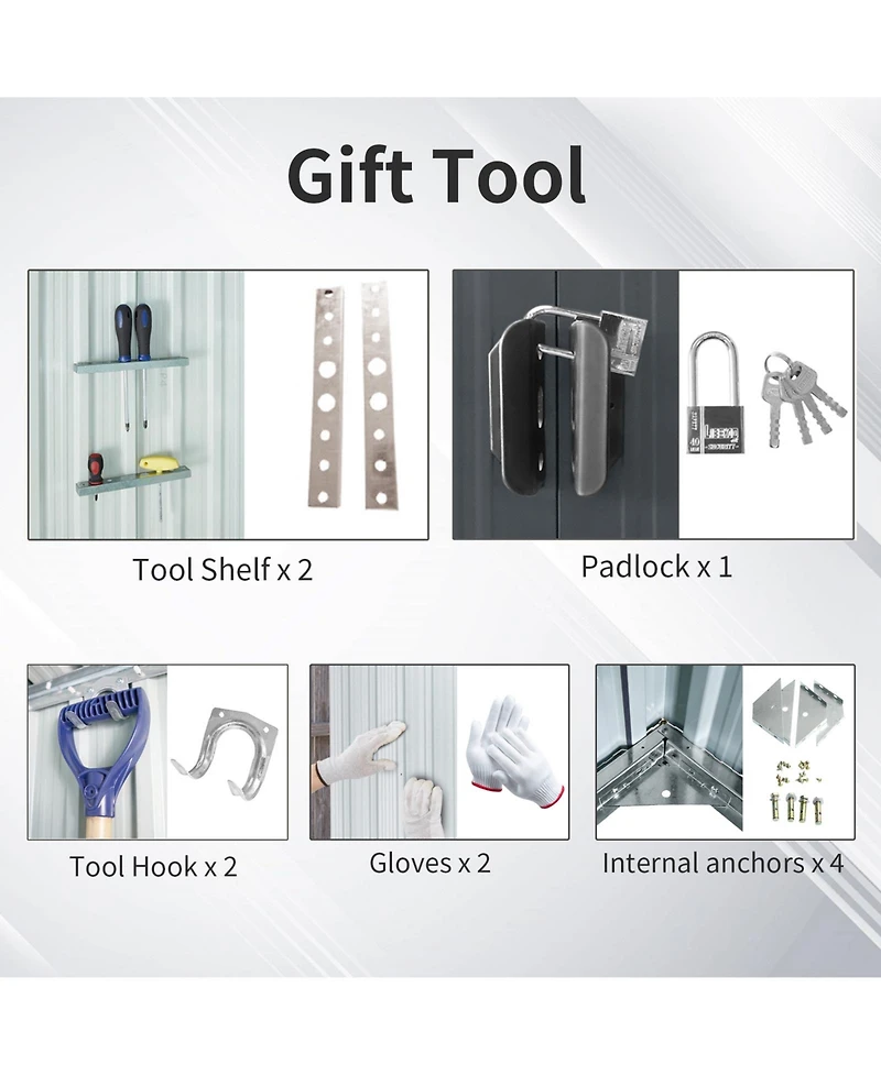 Mondawe 8ft x 10ft Outdoor Metal Storage Shed with meatl foundation and Sliding Door
