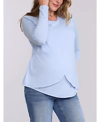Motherhood Maternity Women's Crewneck Long Sleeve Draped Nursing Tee