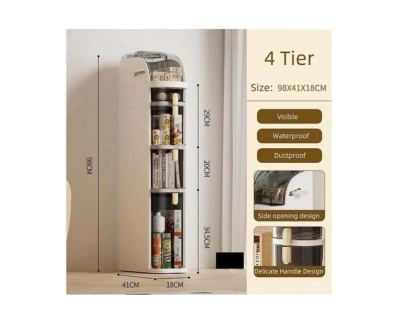 gaomon 4-Tier Narrow Bathroom Storage Cabinet, Slim Rolling Organizer with Drawers & Wheels, White