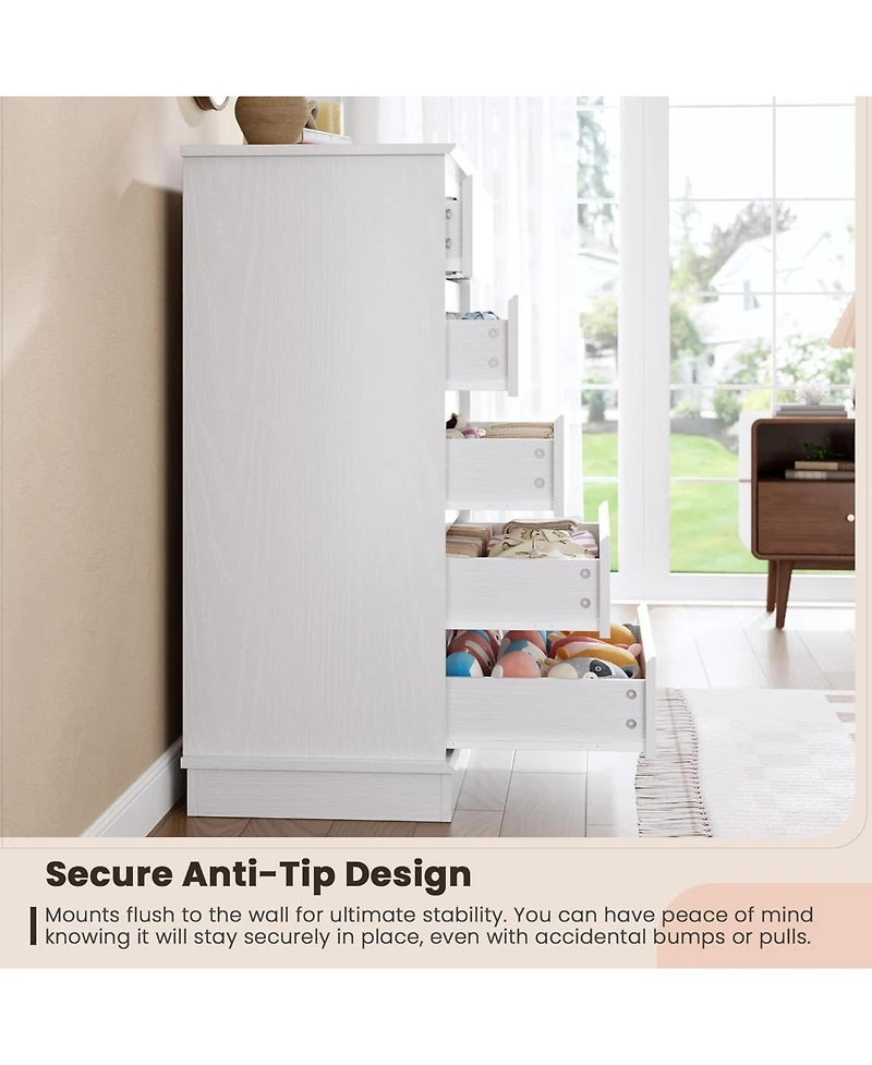 gaomon 5-Drawer Tall Dresser for Bedroom, Wooden Chest of Drawers with Deep Storage for Living Room, White