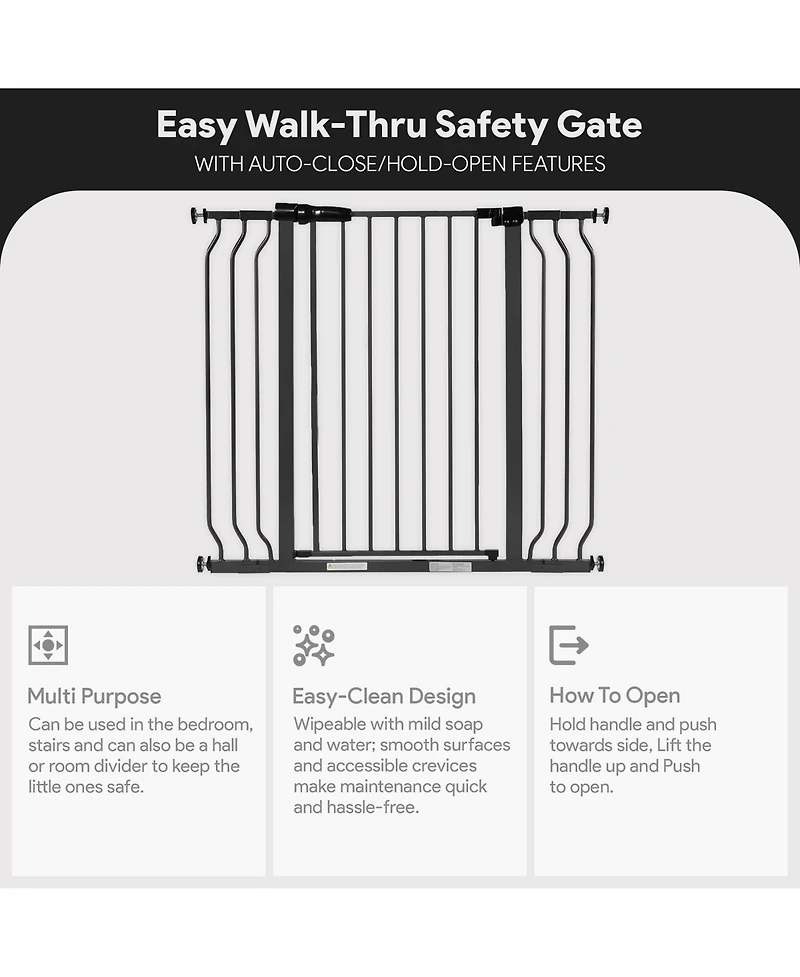 BalanceFrom Fitness BalanceFrom Walk Thru Safety Gate, Fits 29.1-43.3" Openings, 36” Tall, Graphite