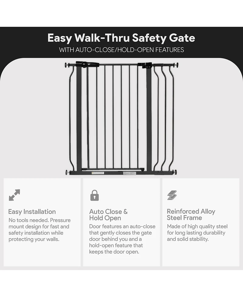 BalanceFrom Fitness BalanceFrom Walk Thru Safety Gate, Fits 29.1-38.5" Openings, 36” Tall, Graphite