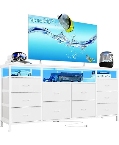 gaomon 63.3" Wide 10-Drawer Dresser Tv Stand for Bedroom and Living Room