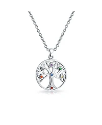 Bling Jewelry Round Circle Celtic Knot Multi Color Cz Wishing Tree Of Life Pendant Necklace .925 Sterling Silver