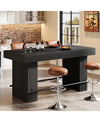Tribesigns 62 Inch Kitchen Island, Rectangular Bar Table, Industrial Counter Height Pub Dining Table
