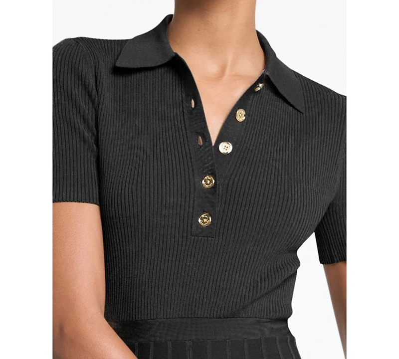 Michael Kors Women's Polo Collar Short-Sleeve Midi Dress