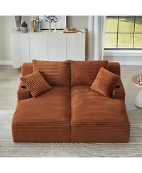 Streamdale Furniture Compressible Double Chaise Lounge Sleeper Loveseat