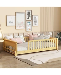 Streamdale Furniture Twin Size Floor Bed with Book Rack and Door