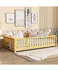 Streamdale Furniture Twin Size Floor Bed with Book Rack and Door