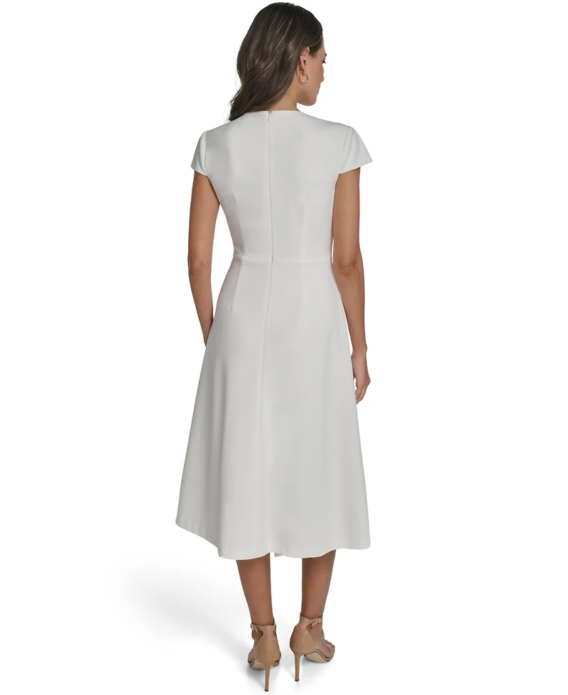 Vince Camuto Women's Scuba Crepe Asymmetric Crewneck Midi Dress