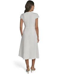 Vince Camuto Women's Scuba Crepe Asymmetric Crewneck Midi Dress