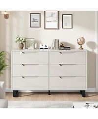 gaomon 6-Drawer Bedroom Dresser, 47.2" Wide Freestanding Wooden Storage Chest for Living Room & Entryway