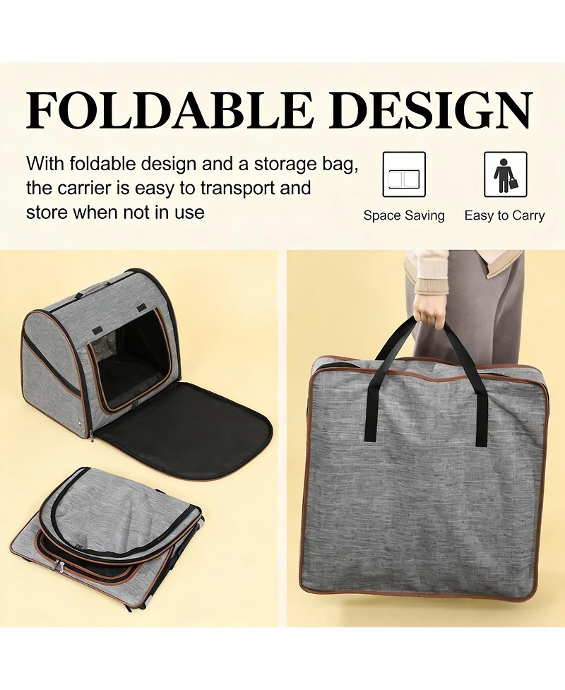 Zeus & Ruta Travel Cat Crate Portable Soft-Sided Cat Carrier Bag