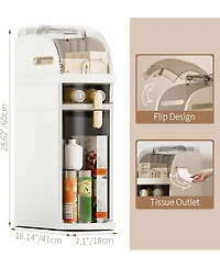 gaomon 2-Tier Narrow Bathroom Storage Cabinet, Slim Rolling Organizer with Drawers & Wheels