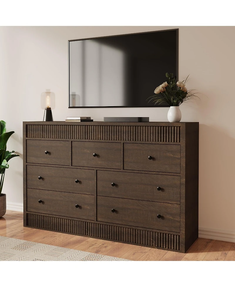 gaomon 7-Drawer Dresser for Bedroom, 54" Wide Wooden Chest of Drawers
