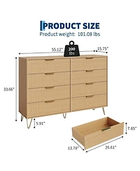 gaomon Fluted 8-Drawer Dresser for Bedroom, 55" Wide Modern Wooden Chest of Drawers