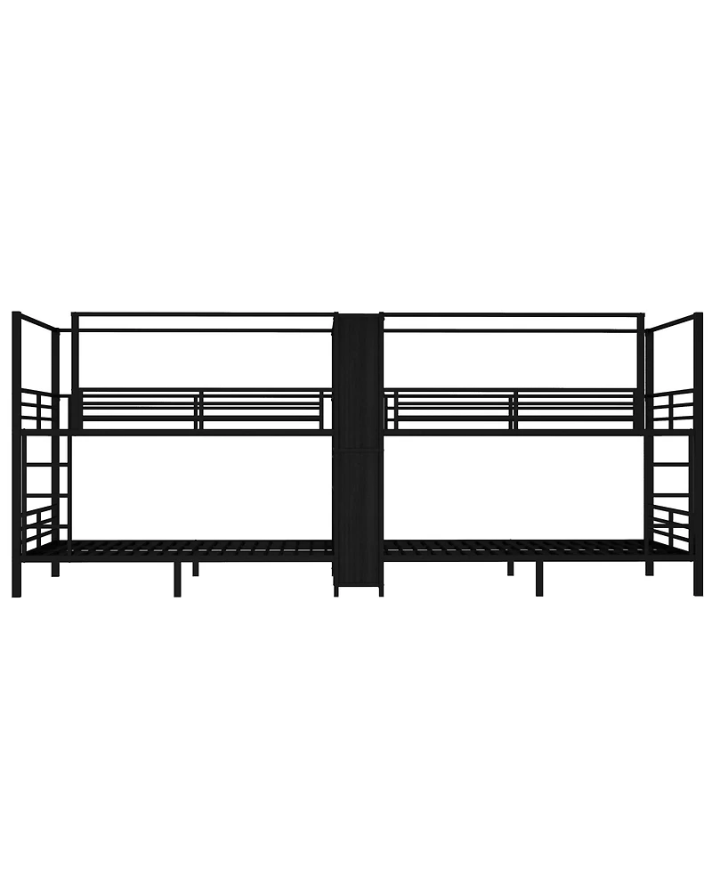 Streamdale Furniture Queen Quad Bunk Bed w/ Storage & Wardrobe