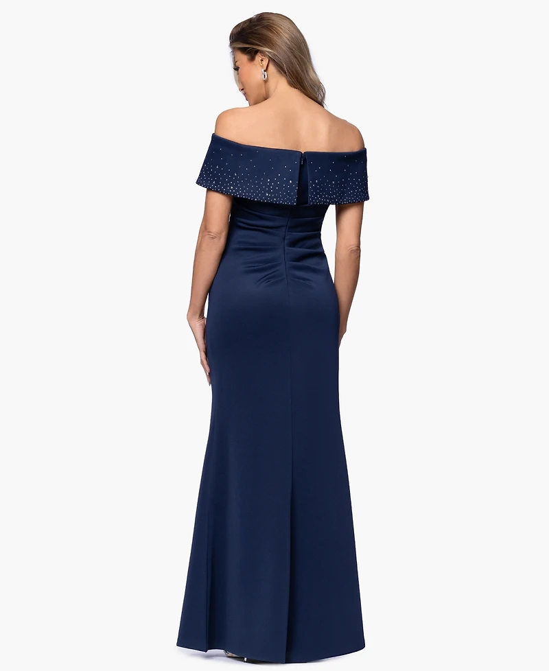 Xscape Women's Off-The-Shoulder Rhinestone Ball Gown