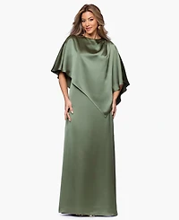 Xscape Women's Long Satin Overlay Ball Gown