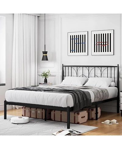 gaomon Bed Frame with Headboard, Metal Platform Bed Modern Mattress Foundation with Under Bed Storage, No Box Spring Needed