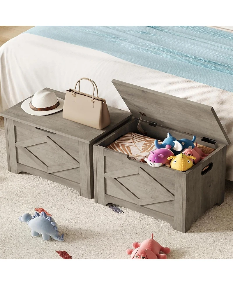 gaomon 23.6" Wooden Storage Chest, Storage Bench with Safety Hinge for Entryway & Living Room