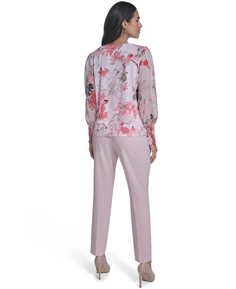 Calvin Klein Women's Mixed Media Long-Sleeve Top