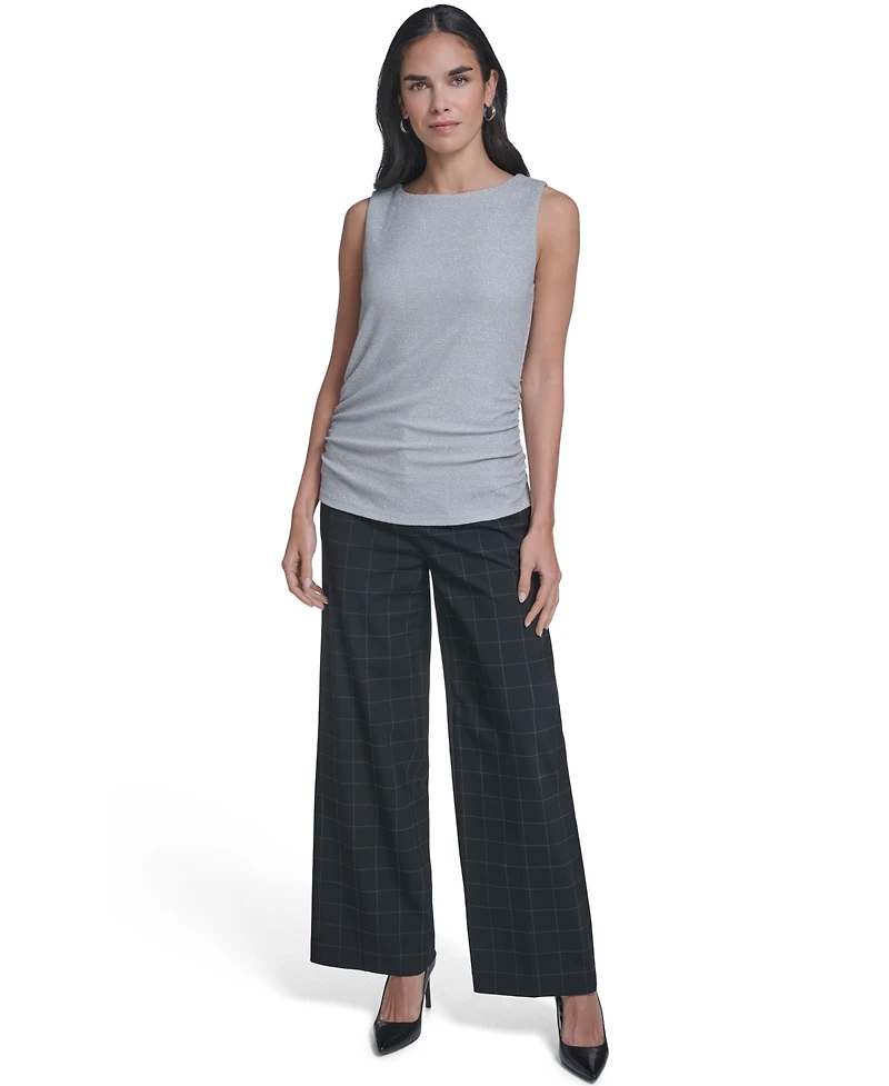 Calvin Klein Women's Novelty Boat Neck Ruched Top