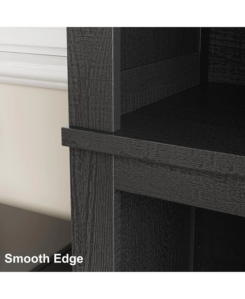 gaomon 71" Tall 5-Tier Farmhouse Bookcase with Adjustable Shelves, 31.5" Wide Wood Bookshelf