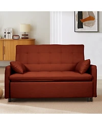 Streamdale Furniture 61" Fabric Sofa Bed with Storage Pockets & Adjustable Back