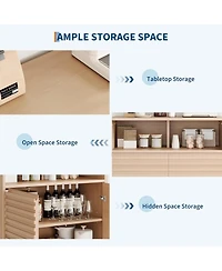 gaomon Fluted Storage Cabinet with Metal Legs, Mid-Century Modern Sideboard for Living Room or Entryway