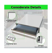 gaomon 24" Outdoor Kitchen Drawers, Stainless Steel Single-Layer Flush Mount Bbq Drawers for Grill Station, Silver