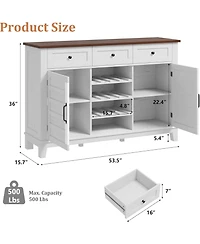 gaomon 53.5" Farmhouse Buffet Cabinet with Storage, Sideboard with Drawers and Reversible Wine Rack
