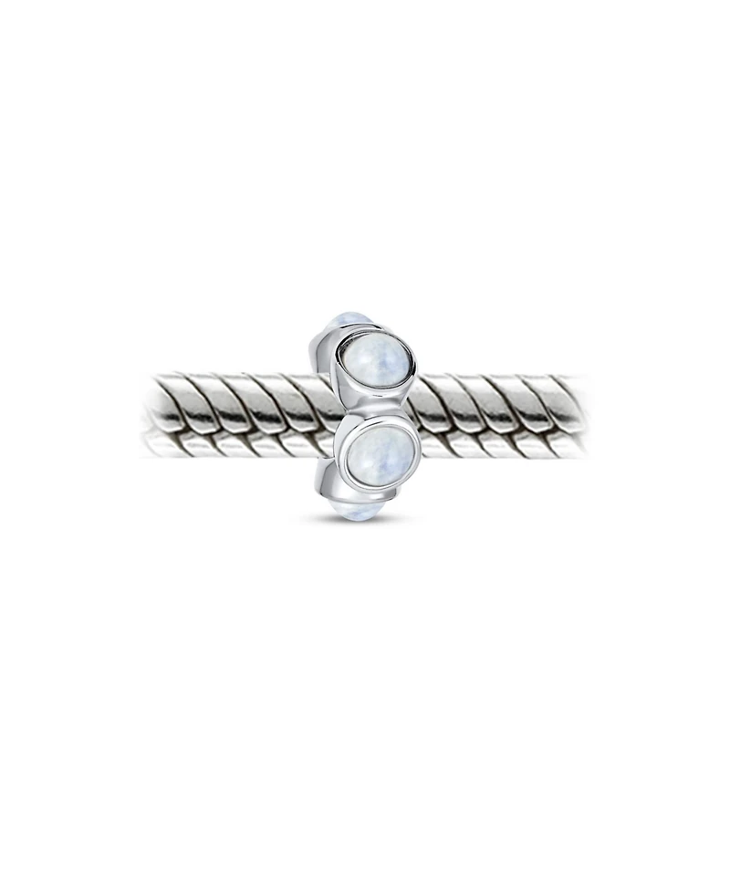 Bling Jewelry Glass Opalite Spacer Charm Bead .925 Sterling Silver Fits European Bracelet